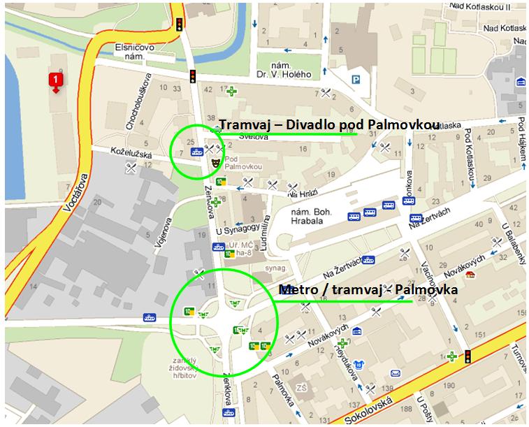 Obr&aacute;zek - č. 3 - Mapa (m&iacute;sto školen&iacute; označeno červen&yacute;m č&iacute;slem 1)